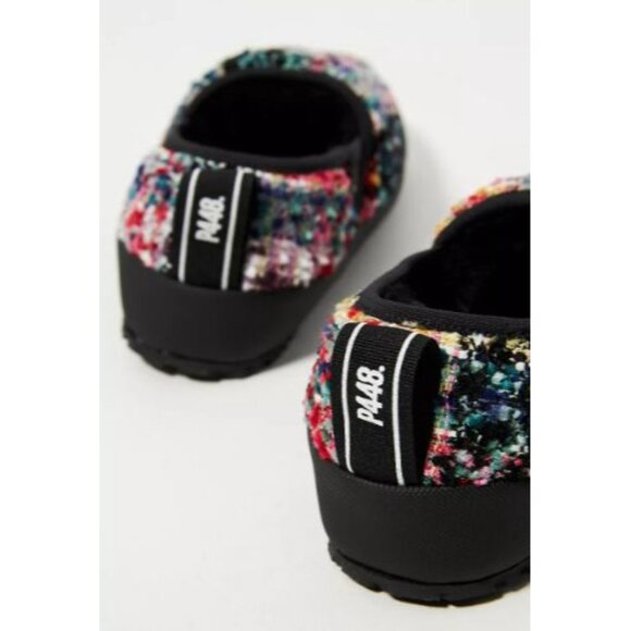 P448 Fuzzy Laby Slippers Size 38 US 7.5/8 Anthropologie Multi Colored Rubber Bot - Picture 3 of 8